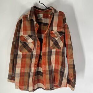 Cabela's Rustic Plaid Shirt in Red and Brown